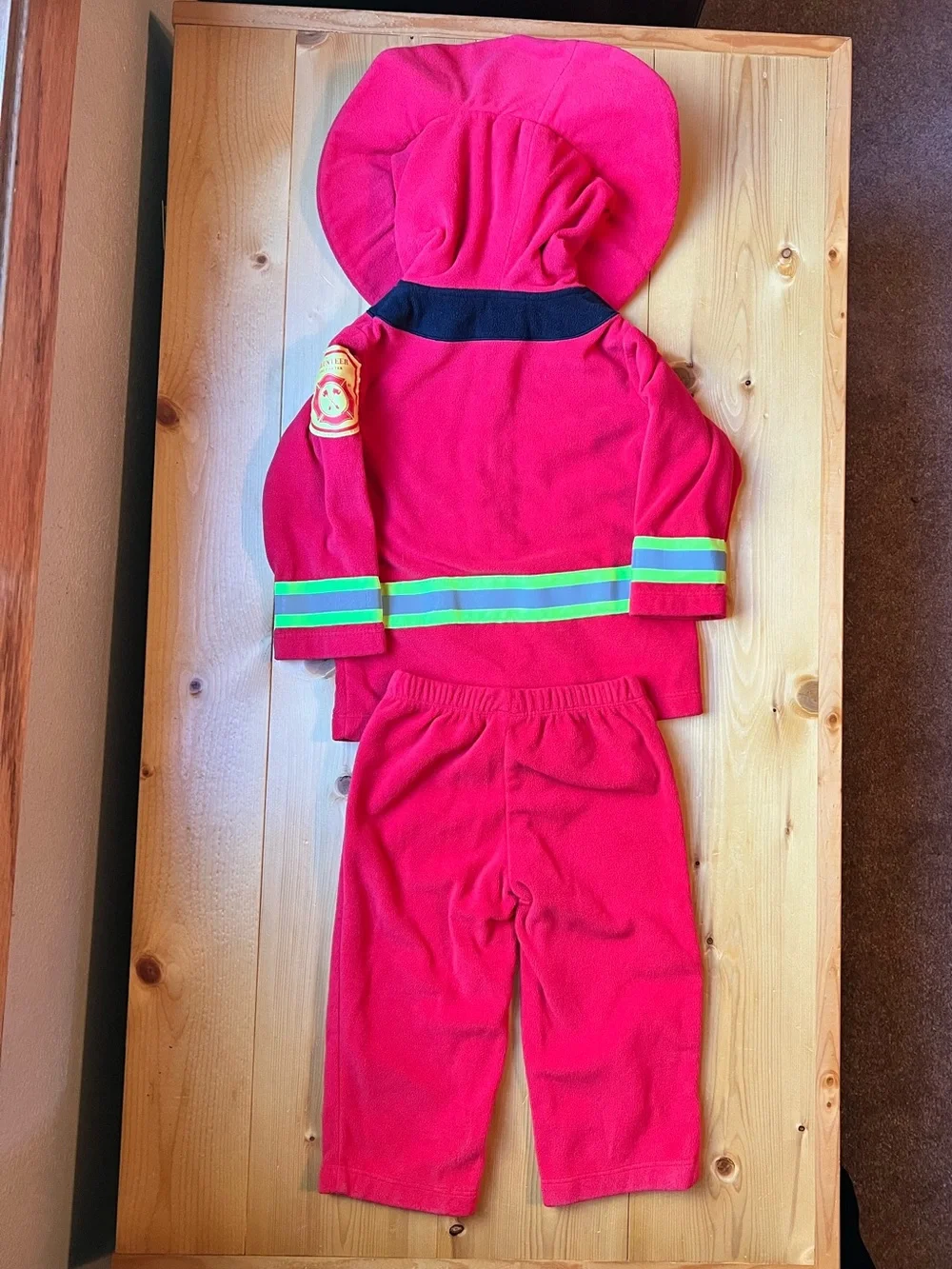 Baby Fleece Red Firefighter Costume Set with Reflective Stripes - Picture 2 of 6